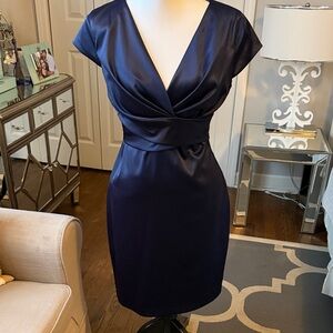 Donna Ricco Elegant Navy Blue Dress - Super Flattering & Elegant Size 4